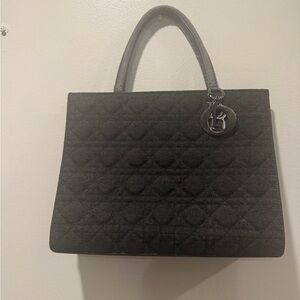 Dior Black Quilted Dark Blue Vintage Denim Tote